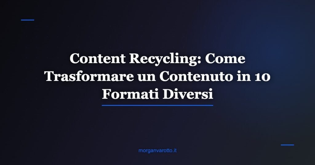 Content Recycling: Come Trasformare un Contenuto in 10 Formati Diversi